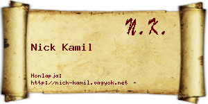 Nick Kamil névjegykártya